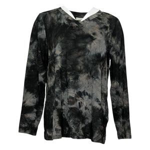 LOGO Lounge by Lori Goldstein Women's Top Sz M Brushed Tie-Dye Gray A522770
